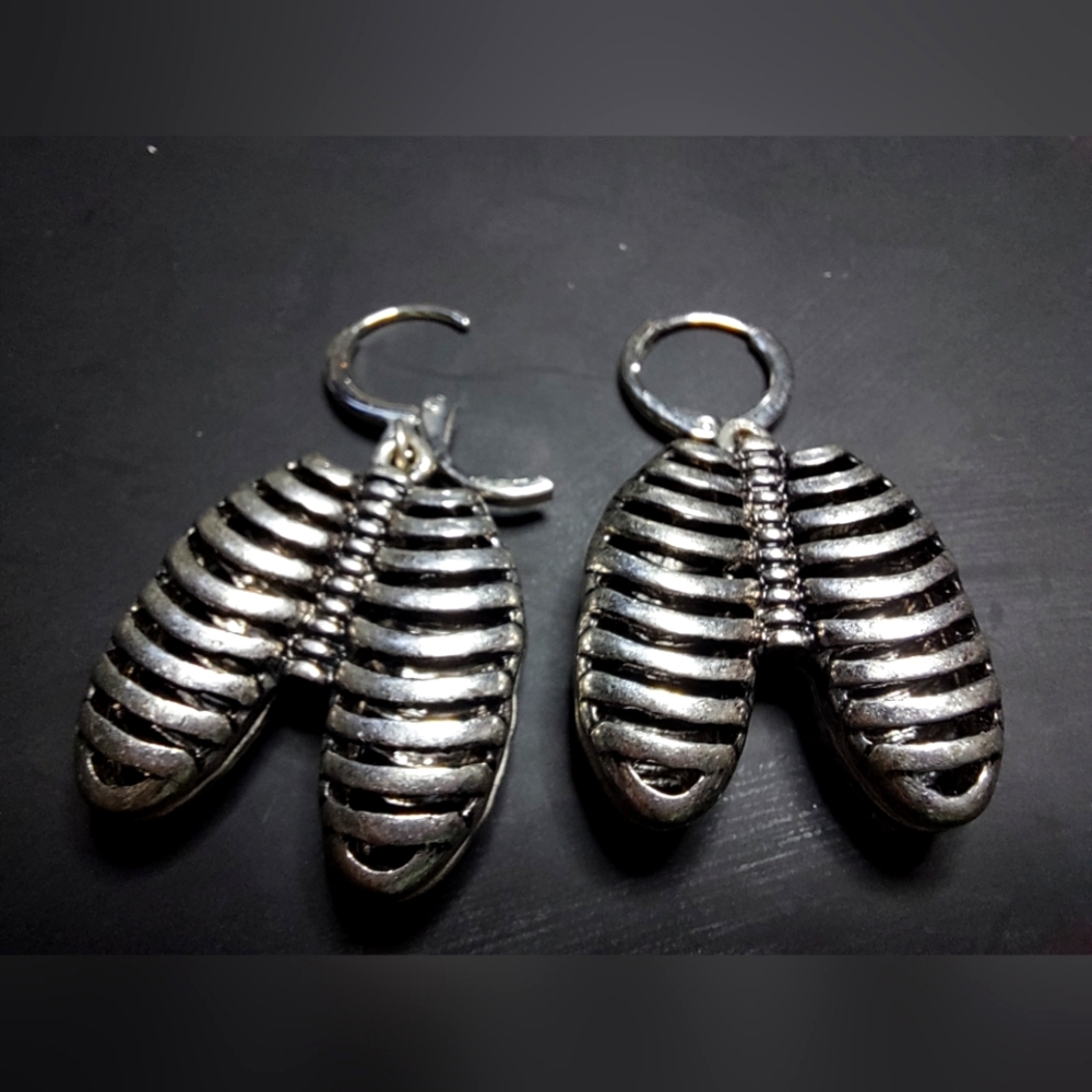 Silver ribcage earrings